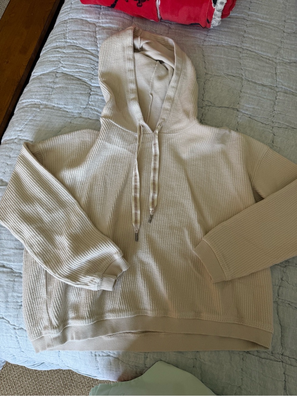 aerie Cream Waffle-Knit Hoodie